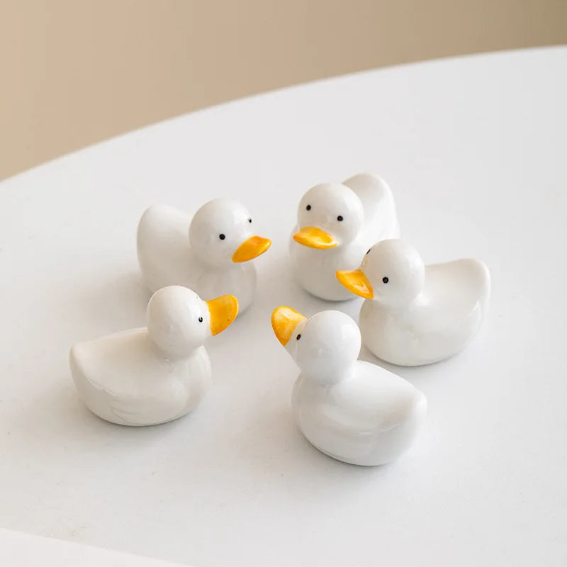 Afralia™ Duck Chopstick Holder Tray White Rabbit Porcelain Plate Home Decor