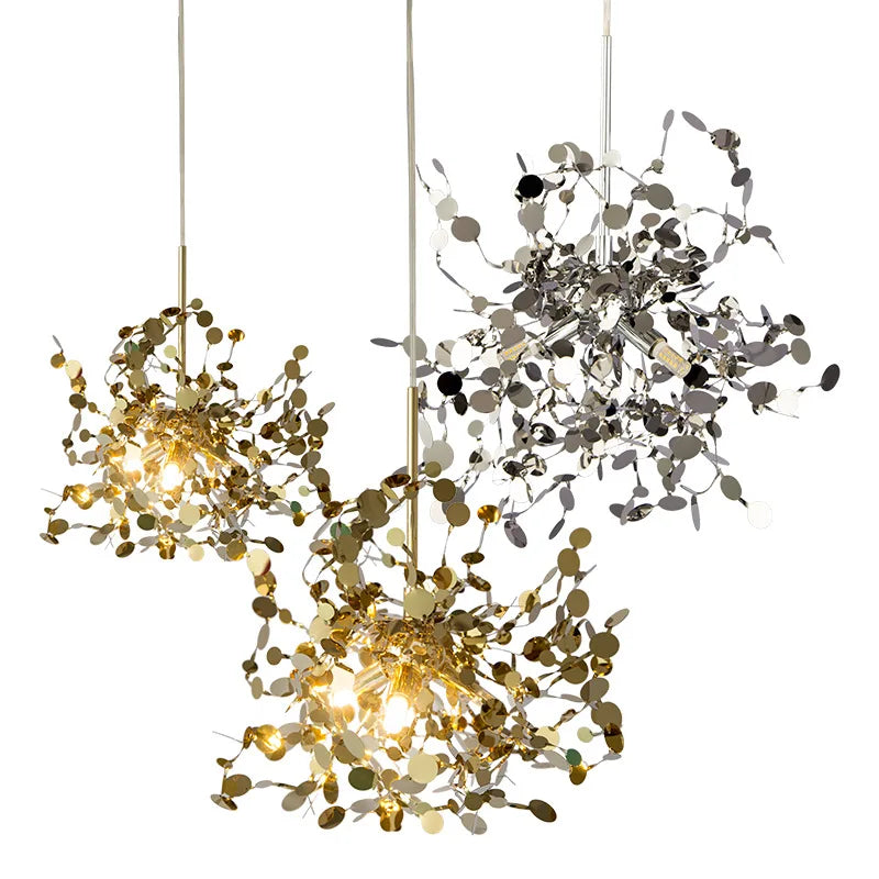 Afralia™ Chrome Leaf LED Chandelier for Elegant Indoor Lighting