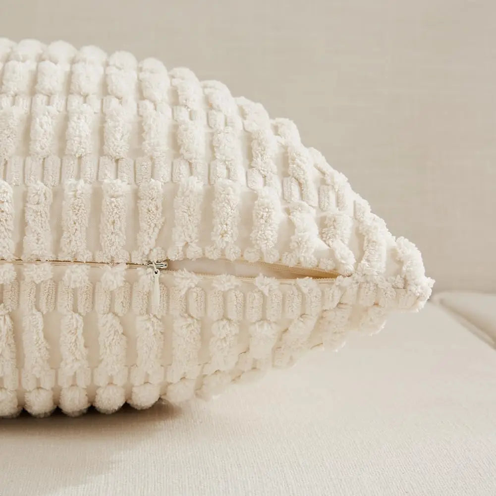 Afralia™ Tripe Stripe Corduroy Cushion Cover 18x18 Inch - Boho Throw Pillow for Sofa