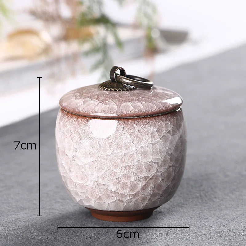 Afralia™ Ice Cracked Texture Tea Caddy Storage Jar with Moisture-proof Sealed Lid