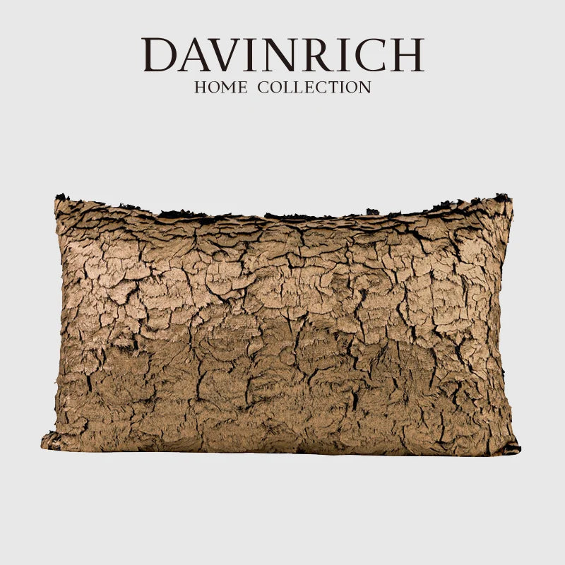 Afralia™ Luxe Gold Foil Fabric Texture Waist Cushion Cover 30x50cm