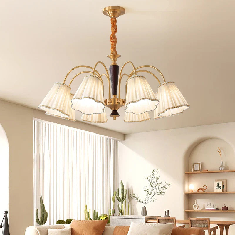 Afralia™ Antique Copper Chandelier for Retro American Country Living Room and Dining Room