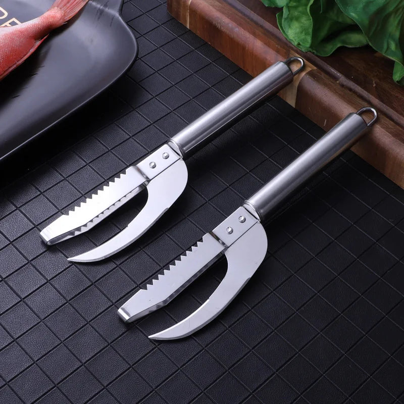 Afralia™ Fish Scale Scraper Peeling Knife Stainless Steel Seafood Descaler Kitchen Tool