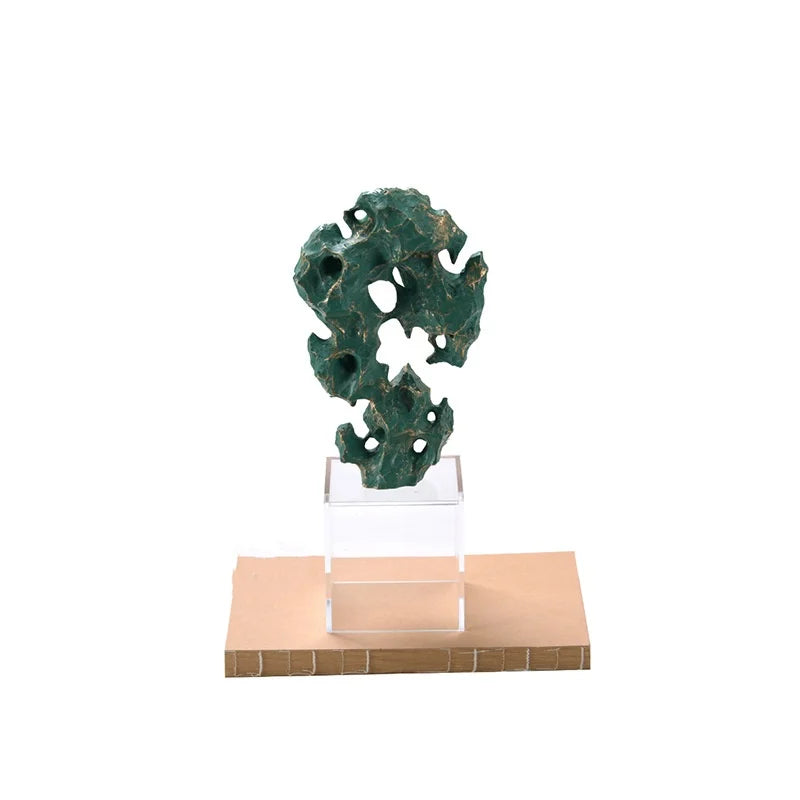 Afralia™ Green Taihu Stone Coral Sculpture for Room Decoration