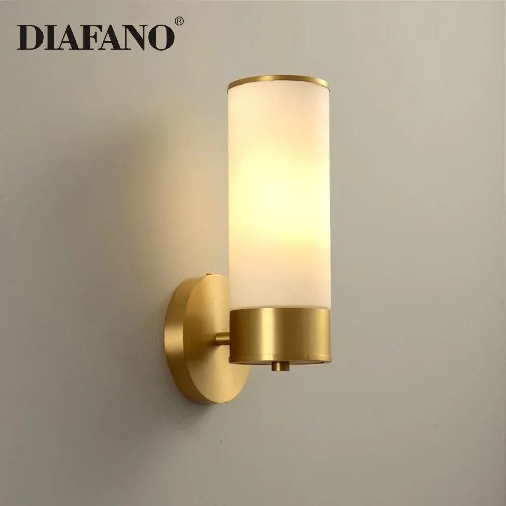Afralia™ Luxury LED Wall Sconce: Elegant Copper Glass Indoor Light for Home Decor