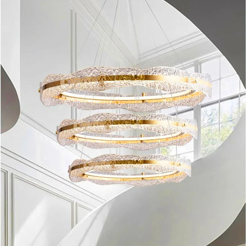 Afralia™ Staircase Chandeliers: Modern LED Pendant Lights for Living Room Decor