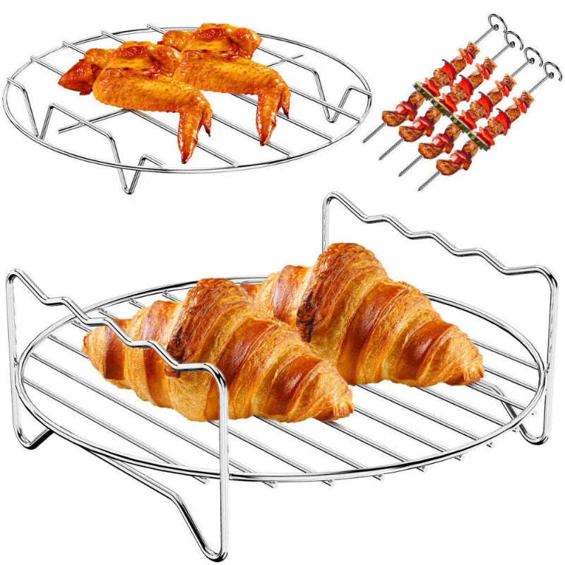 Afralia™ Double Layer Stainless Steel BBQ Skewers Holder - Kitchen Tool