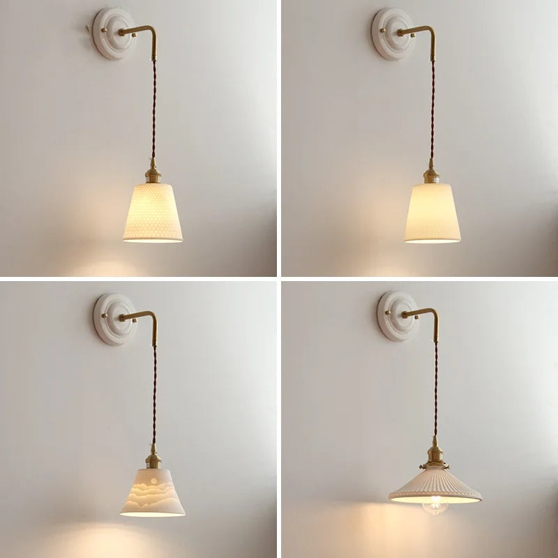 Afralia™ Polka Dot Ceramic LED Wall Lamp Adjustable Wire Interior Wall Sconces