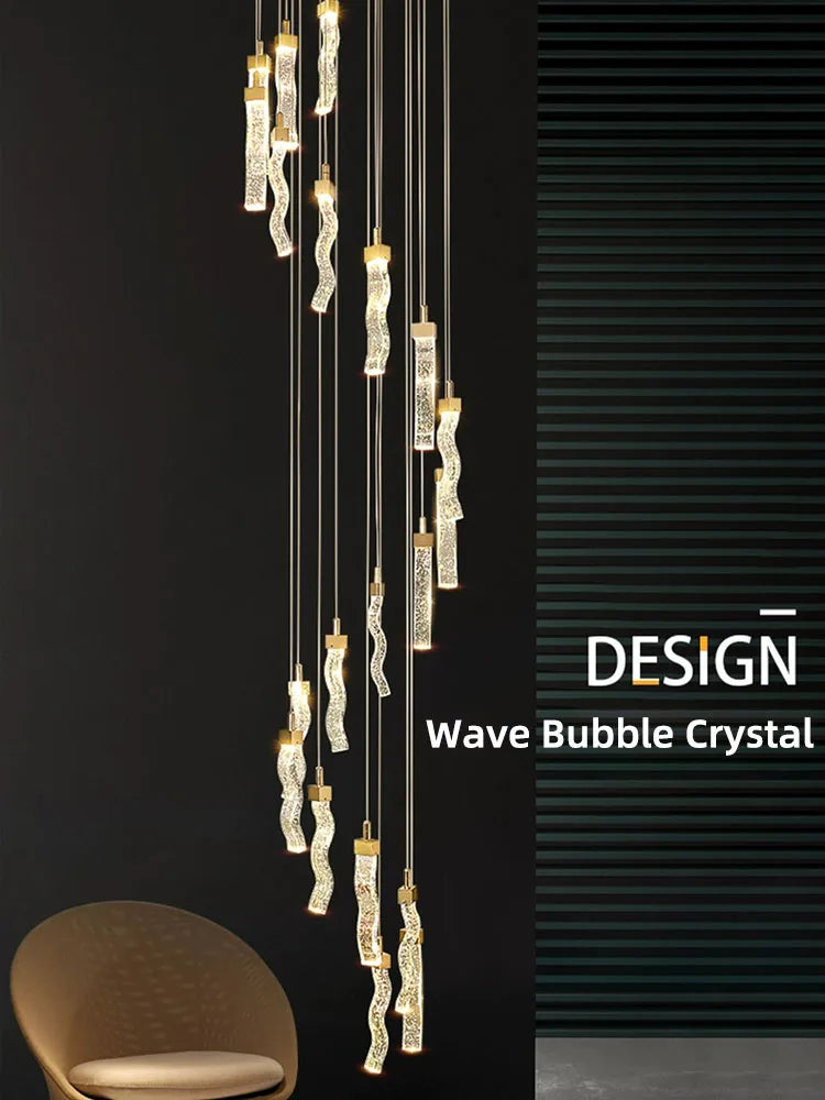 Afralia™ Modern LED Crystal Chandelier for High Ceilings