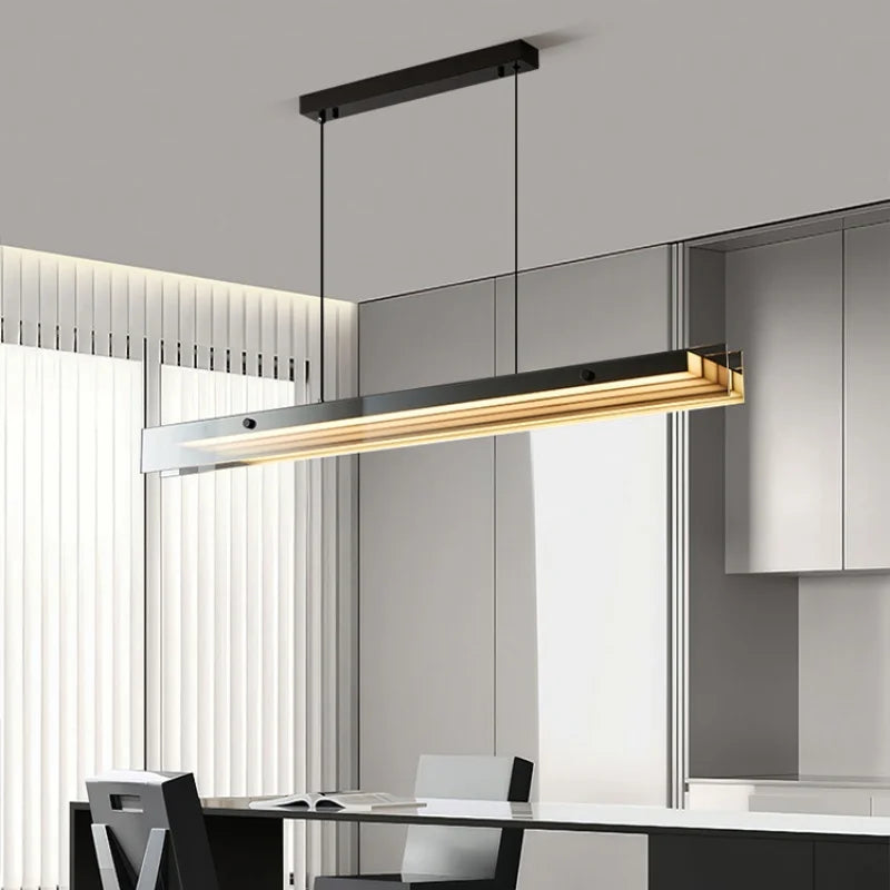 Afralia™ Glass Pendant Light Bar LED Linear Strip Modern Lighting