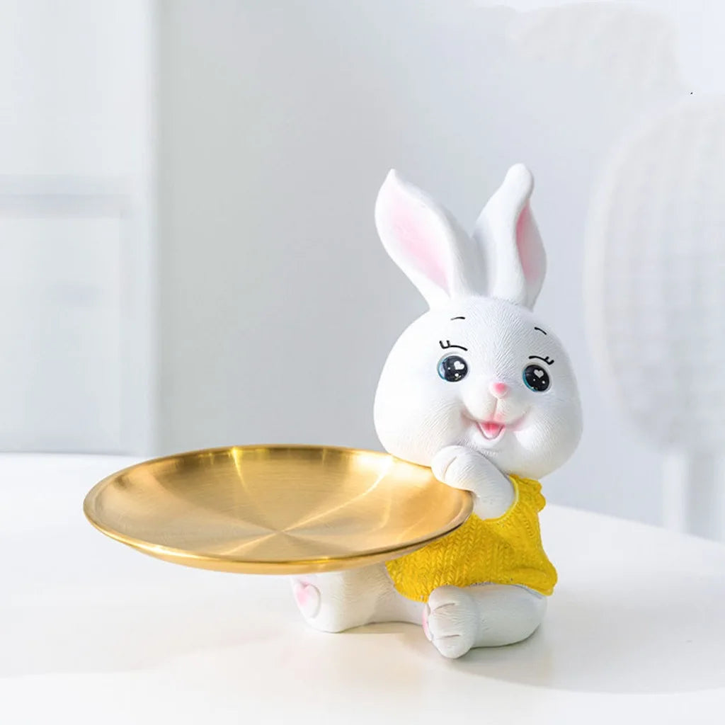 Afralia™ Rabbit Figurine Bunny Ornament Home Decor Animal Statue Modern Sculpture Shelf