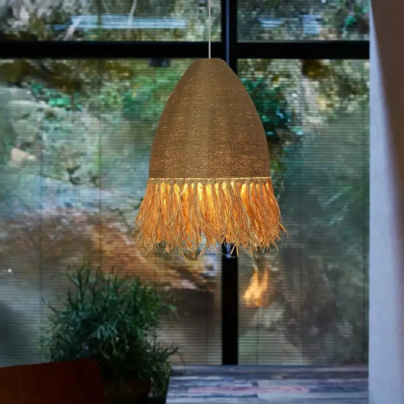 Afralia™ Handmade Rattan Pendant Light for Living Room, Bedroom - Japanese Style