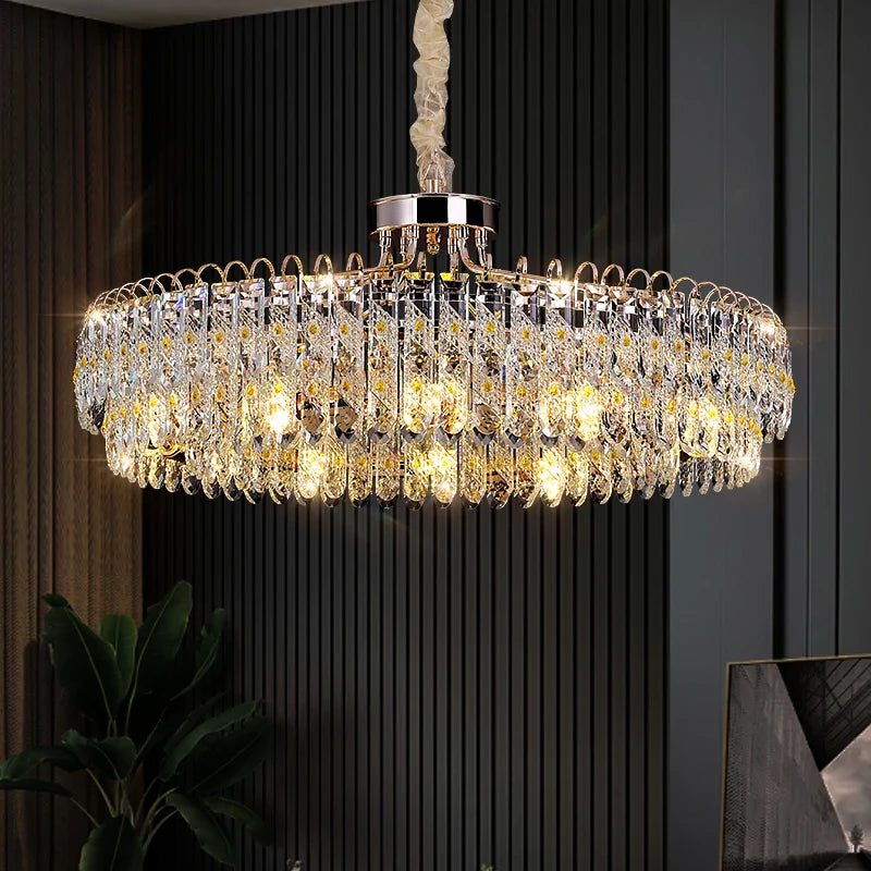 Afralia™ Crystal Chandelier: Modern Luxury for Living Room, Restaurant, Hotel Lobby