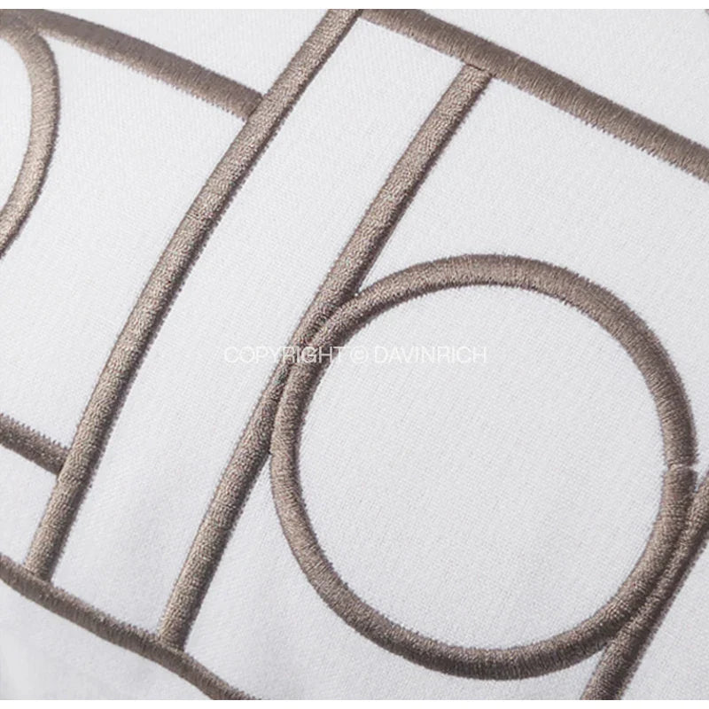 Afralia™ Geometric Embroidered Noble Cushion Covers for Living Room Sofa
