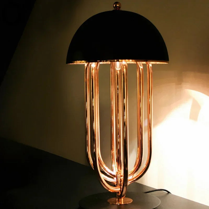 Afralia™ Black Led Bedside Table Lamp, Nordic Design for Bedroom, Study, and Cafe