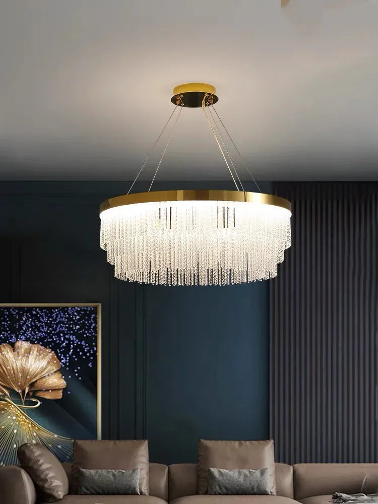 Afralia™ Tassel Crystal Chandelier: Luxurious American Home Decor Lighting