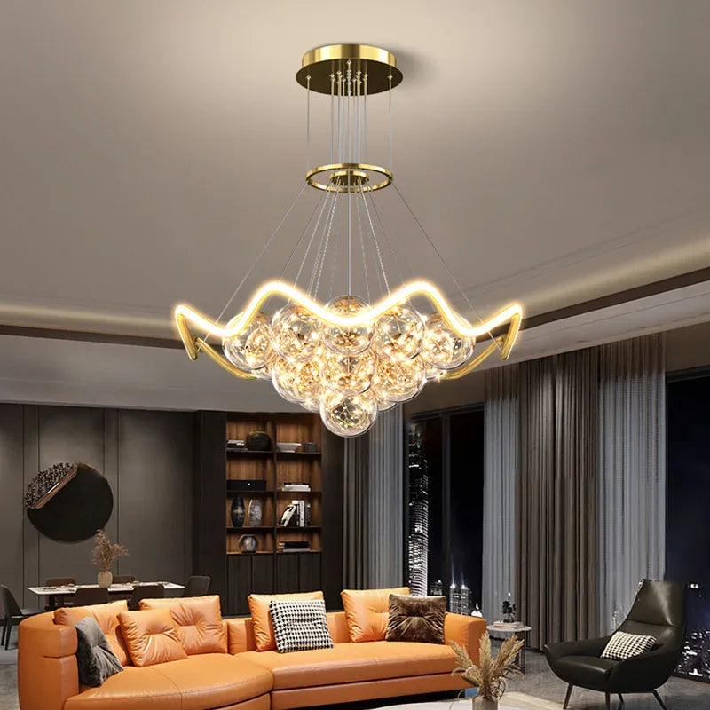 Afralia™ Bubble Pendant Chandelier: Modern Dimmable LED Lighting for Home Decor
