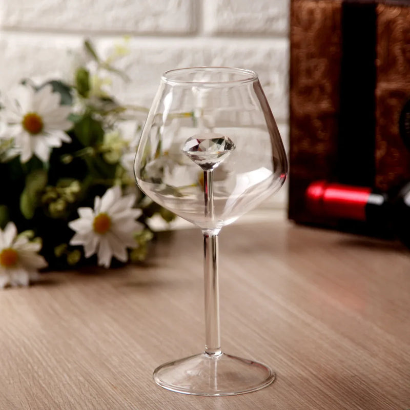 Afralia™ Clear Diamond Glass Red White Wine Champagne Flutes Goblets - Lovely Gift
