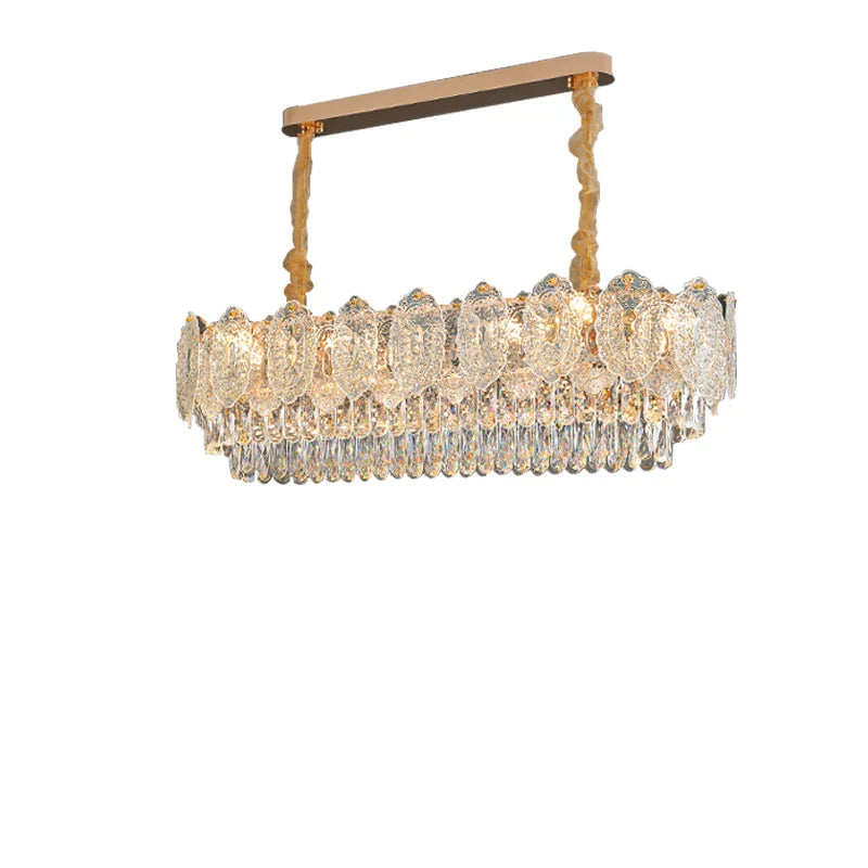 Afralia™ Gold Glass Dining Table Lamp | Modern Round Crystal Hanging Pendant Lights