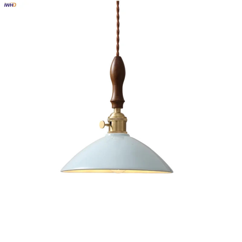 Afralia™ Nordic LED Pendant Light Walnut Wood Dining Room Bar Hang Lamp