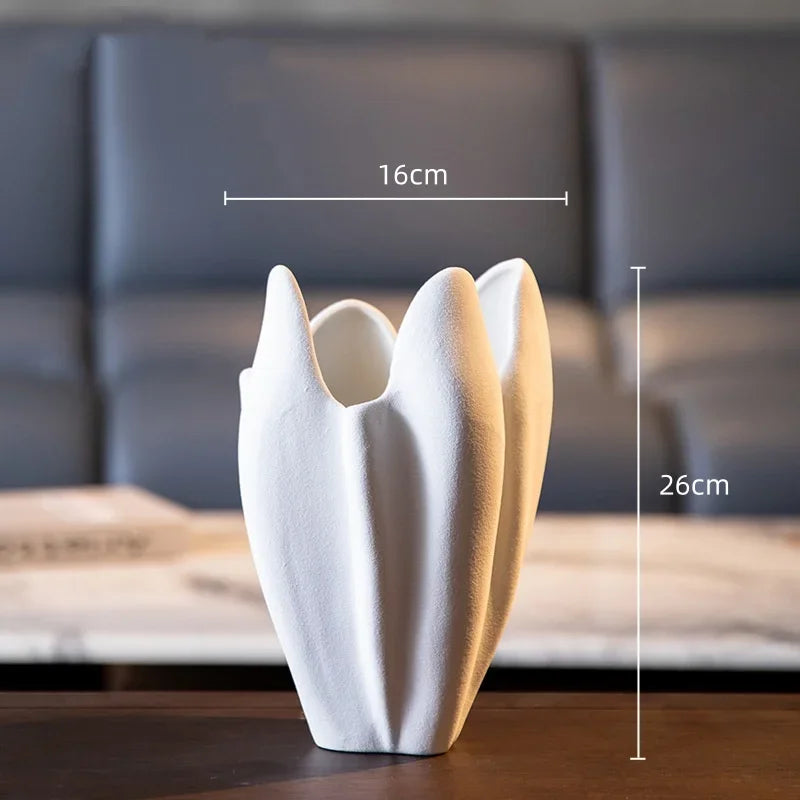 Afralia™ Irregular Pleated Ceramic Vase for Home Decoration and Floral Arrangement