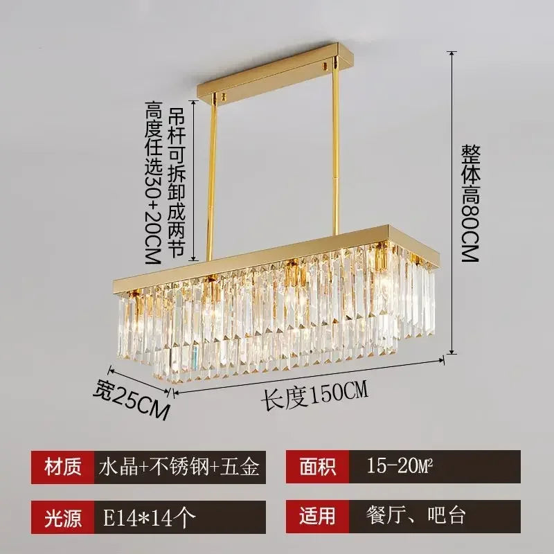 Afralia™ Nordic Crystal Chandelier Pendant Light for Dining Room Decor