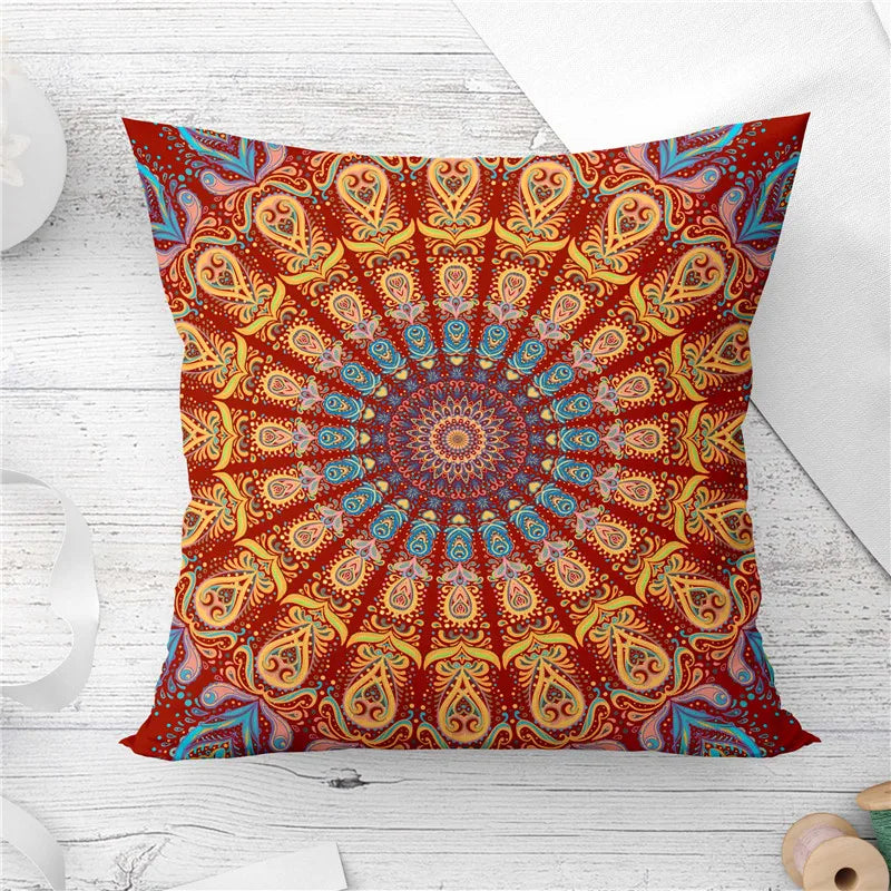 Afralia™ Mandala Flower Sun Moon Pillowcase Sofa Cushion Covers Home Decor Polyester