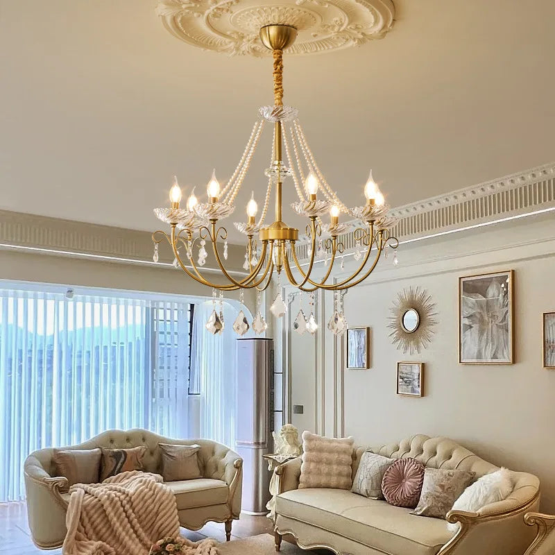 Afralia™ Crystal LED Chandelier Living Room Luxury Lighting E14 Pendant Lamparas