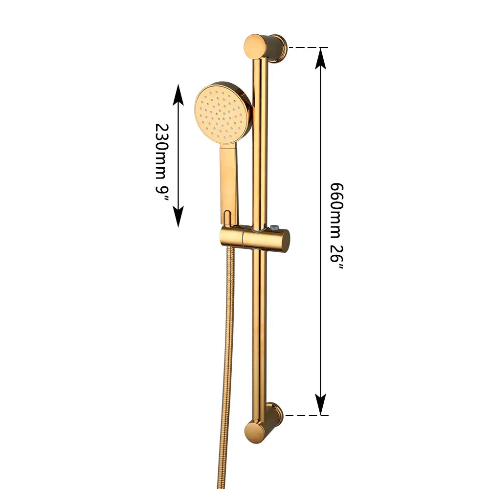 Afralia™ Gold Finished Handheld Shower Rod Wall Mounted Double Hole Taps
