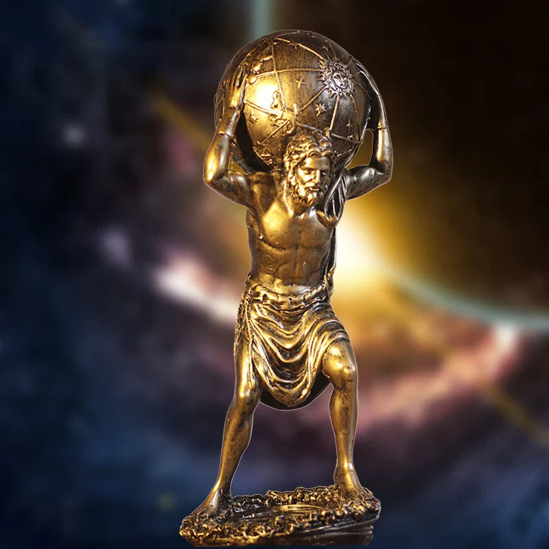 Afralia™ Atlas Resin Statue: Greek Titan Holding Astronomy Globe, Bronze Finish