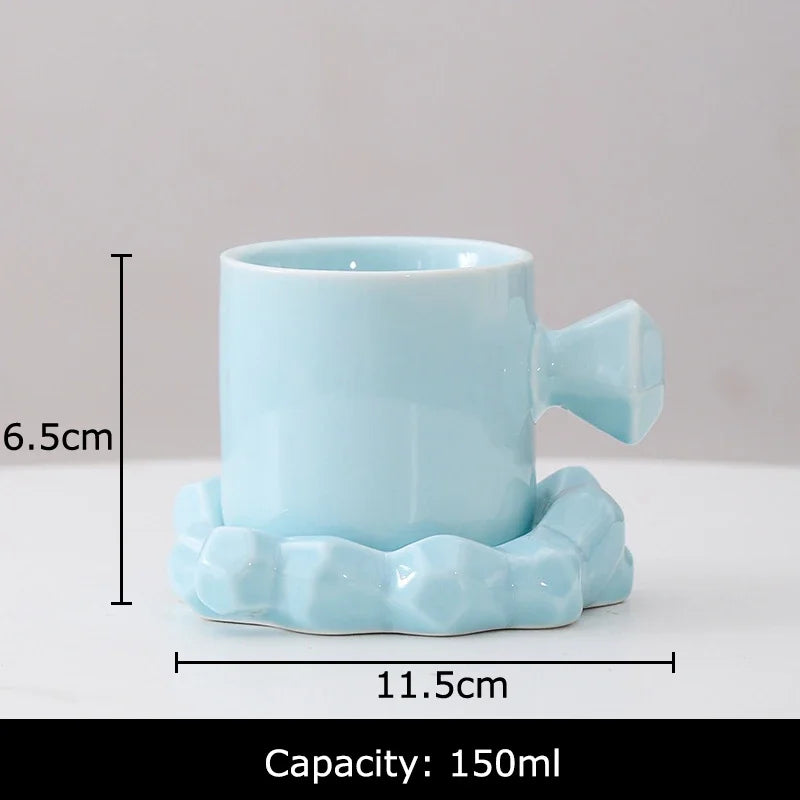 Afralia™ Diamond Porcelain Coffee Mug Set