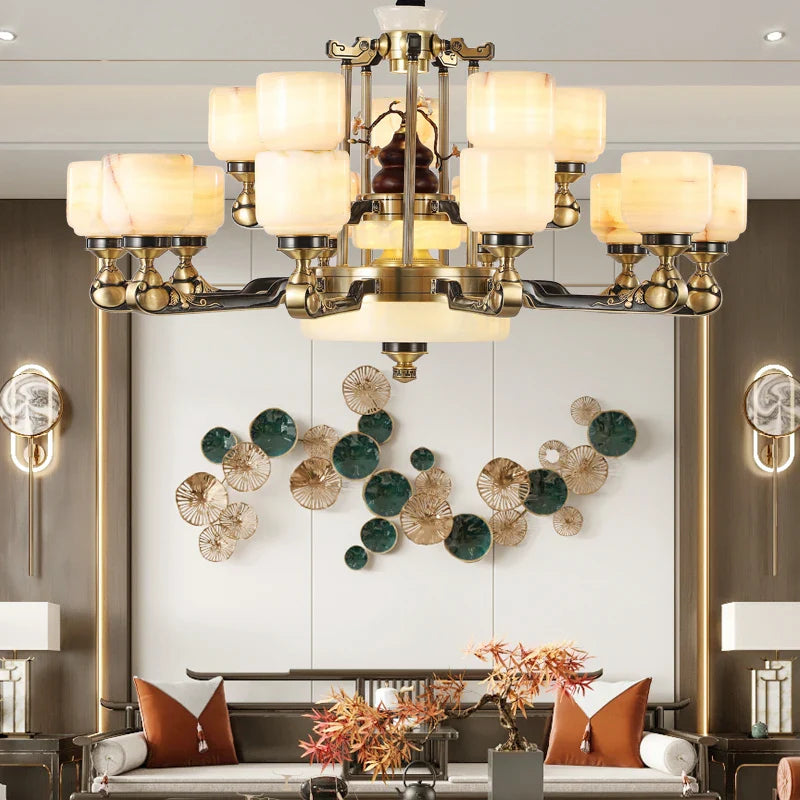 Afralia™ Luxe Multi-storey Jade Chandelier for Elegant Chinese Villa Duplex Living Rooms