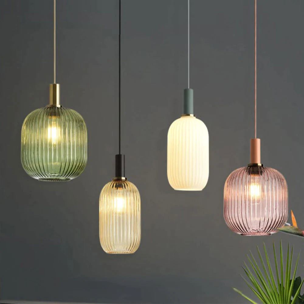 Afralia™ Glass Colorful LED Pendants Light Chandeliers for Home Living Dining Room Decor