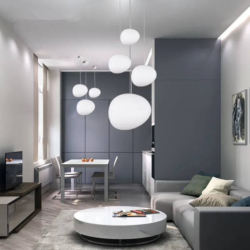 Afralia™ Round Glass Pendant Lights for Living Room Bedroom Kitchen - Modern LED Hanglamp