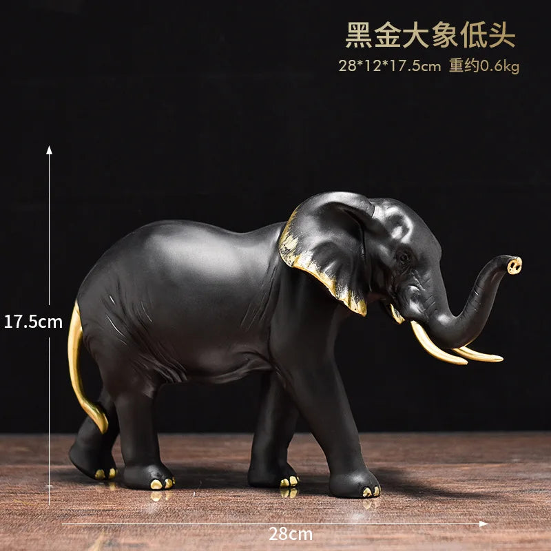 Afralia™ Elephant Resin Sculpture Ornaments for Modern Living Room Decor
