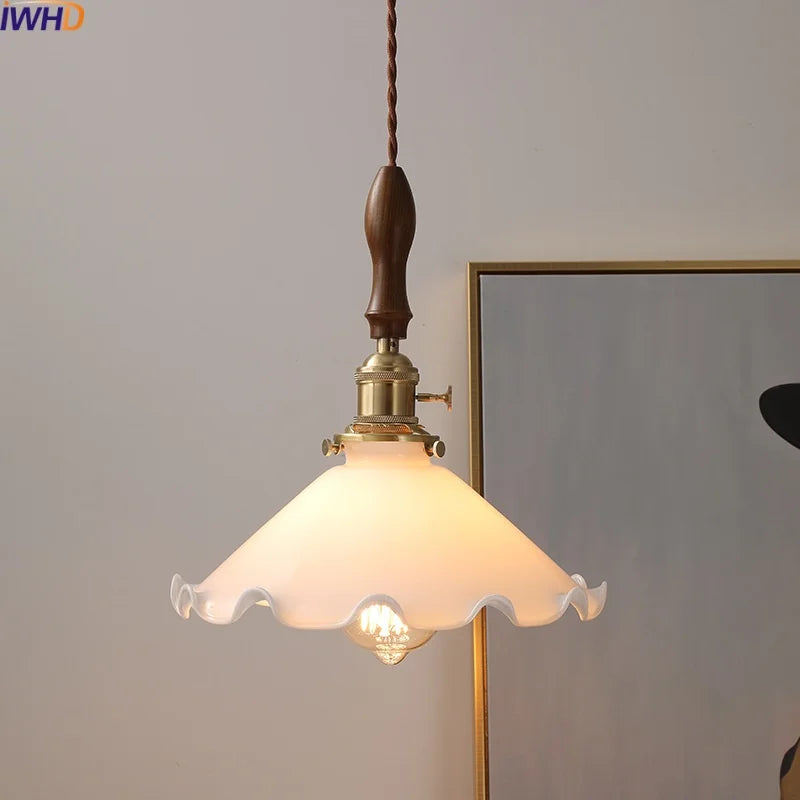 Afralia™ White Glass LED Hanging Light: Copper Nordic Pendant Lamps for Home Decor