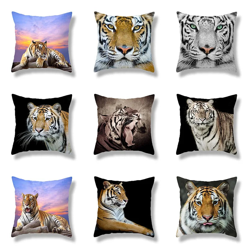 Afralia™ Brave Tiger Pattern Print Pillowcase, Super Peach Skin Cushion Cover
