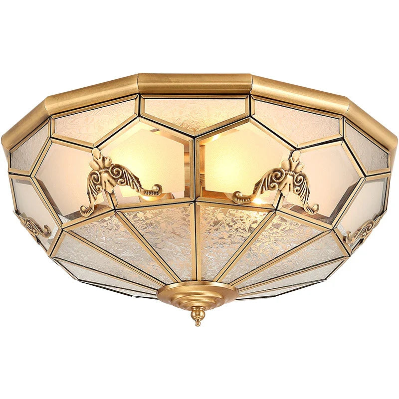 Afralia™ Copper Glass Ceiling Light Vintage Style E27 LED Bulb Home Décor indoor Lighting