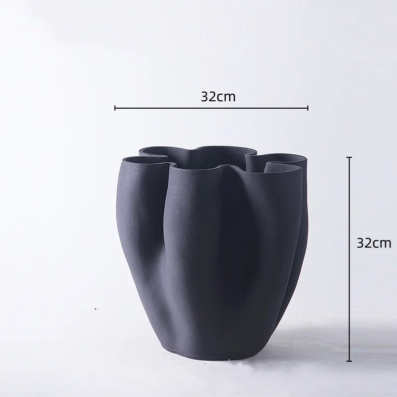 Afralia™ Ceramic Open Fold Edge Flower Pot Vase Home Decoration