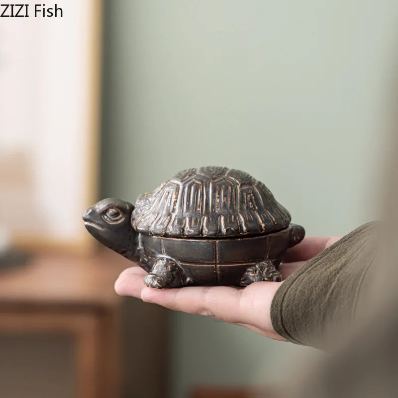 Afralia™ Turtle Ceramic Ashtray - Smoking Accessories, Desktop Standby & Office Table Essential