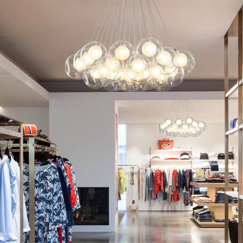Afralia™ Glass Ball Bubble Chandelier for Modern Living Room, Bedroom, Dining Table, Clothing Store