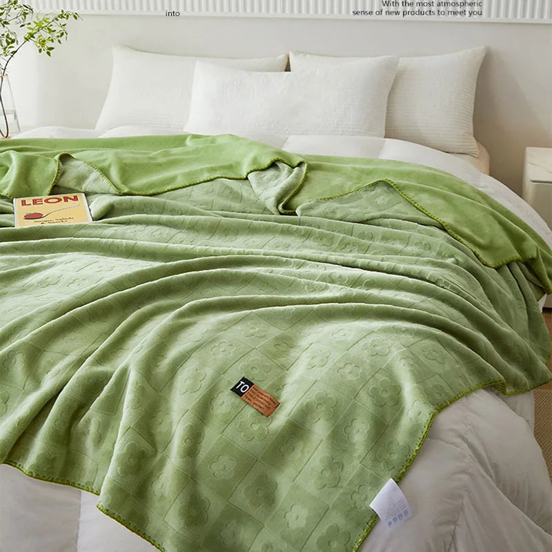 Afralia™ Jacquard Milk Velvet Air Conditioning Blanket | All Seasons Warmth & Travel Shawl