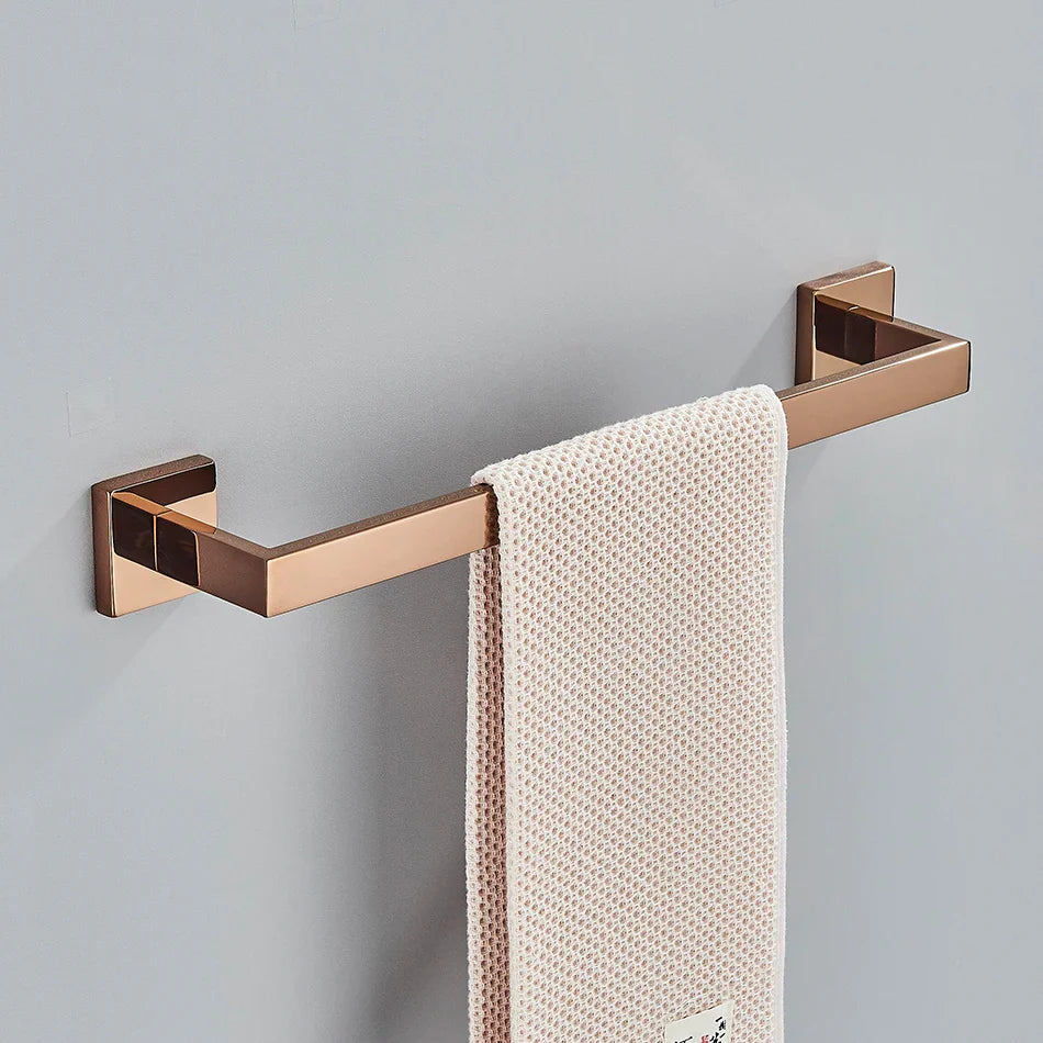 Afralia™ Rose Gold Bathroom Hardware Set: Hook, Rail, Shelf, Holder, Accessories
