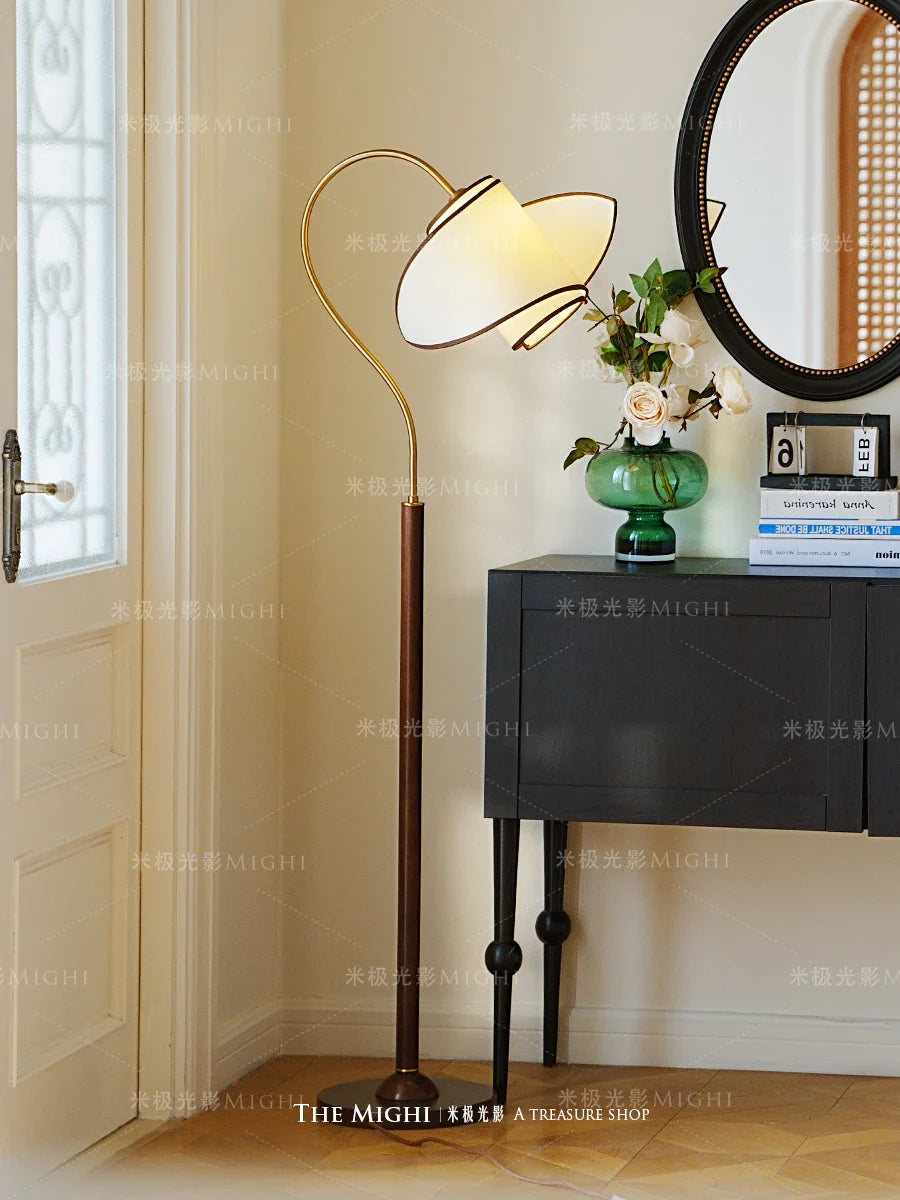Afralia™ Vintage Solid Wood Floor Lamp for Retro Bedroom and Nanyang Living Room