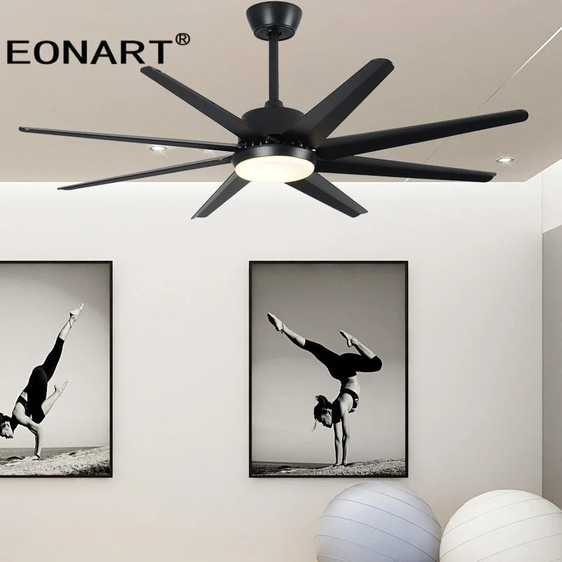 Afralia™ 66" DC Ceiling Fan with Remote Control, Modern Aluminum 8-Blade LED Light