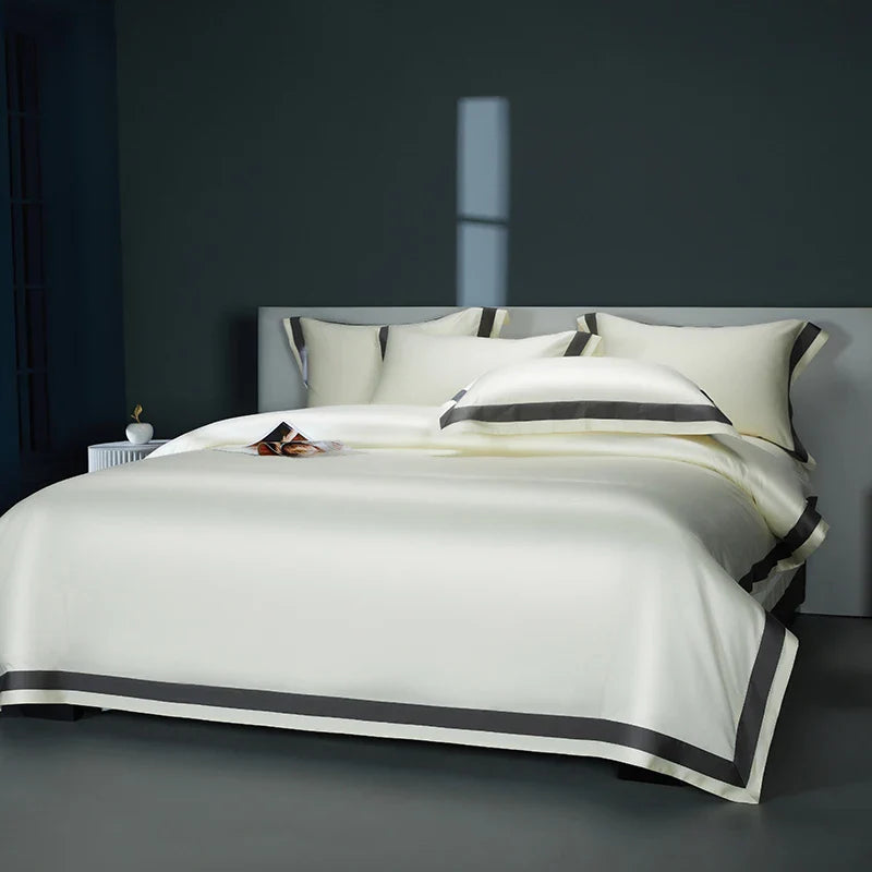 Afralia™ Satin Silky Hotel Style Bedding Set, Monochromatic 1400TC Duvet Cover with Sheets & Pillowcases