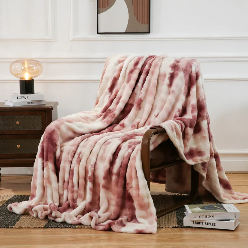 Afralia Fuzzy Faux Fur Blanket - Cozy & Soft Reversible Throw for Sofa and Bed