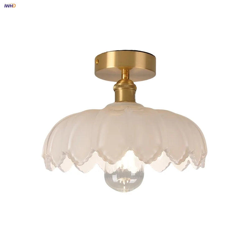 Afralia™ White Glass LED Ceiling Light: Modern Nordic Copper Fixture for Home Decor