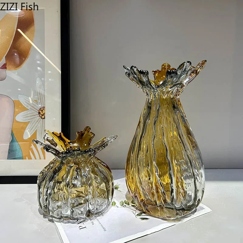 Afralia™ Glass Vase: Creative Flower Edge Decor for Desk, Home Decor, Crafts, Ornaments