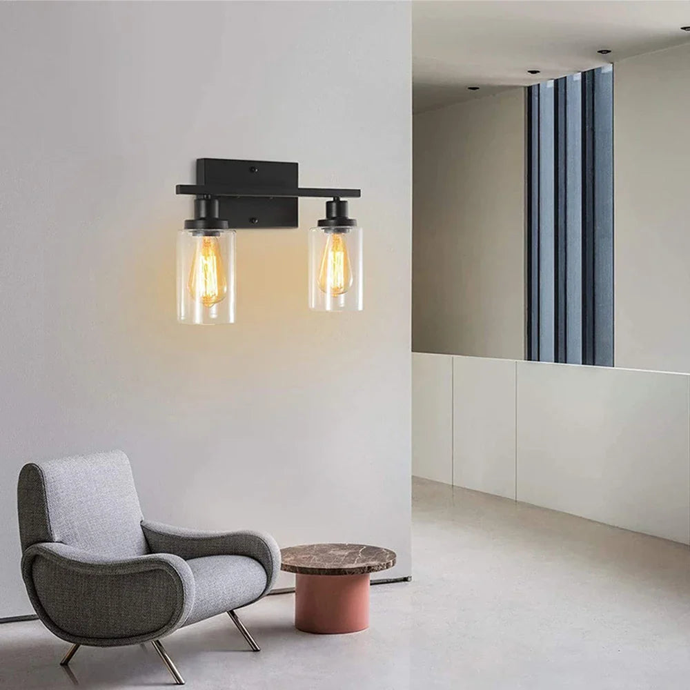 Afralia™ Vintage Loft Industrial Wall Lamp Sconce Glass Iron Art LED Light Fixtures